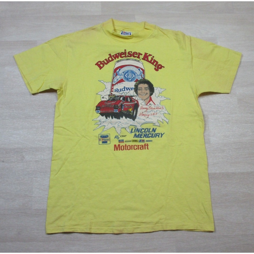 Vintage 1980's Budweiser King Kenny Bernstein Mercury Funny Car NHRA T Shirt (L)